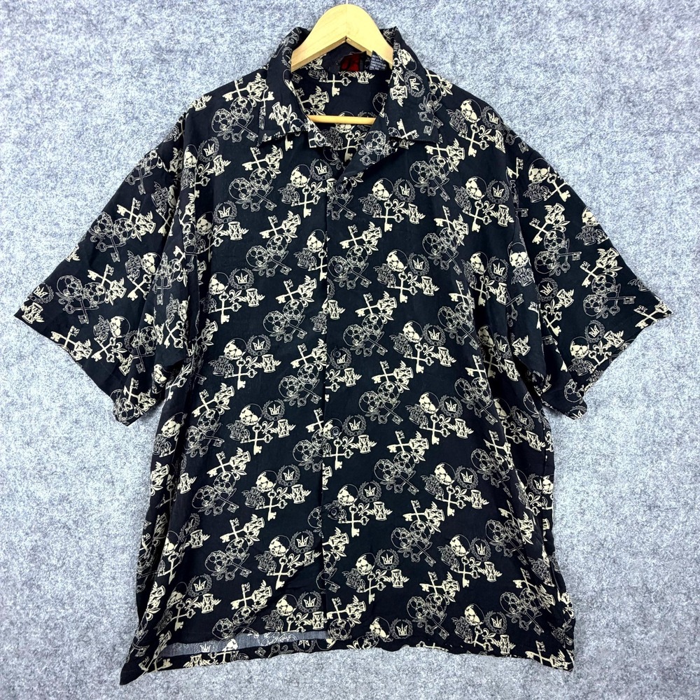 SDC Snoop Dog Shirt Mens 2XL Black Skull Key Y2K Goth Tattoo Tribal Rock Emo Alt
